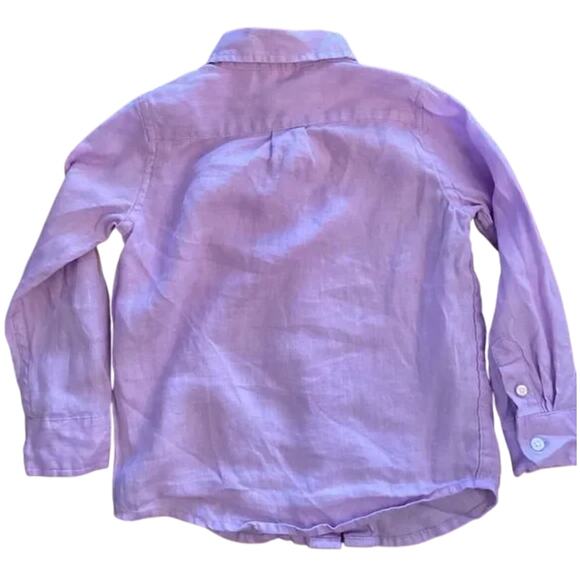 Janie and Jack Size 4 Lavender Linen Button Down Dress Shirt - Picture 4 of 10